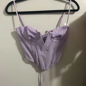 Lavender Lace-Up Corset Top
